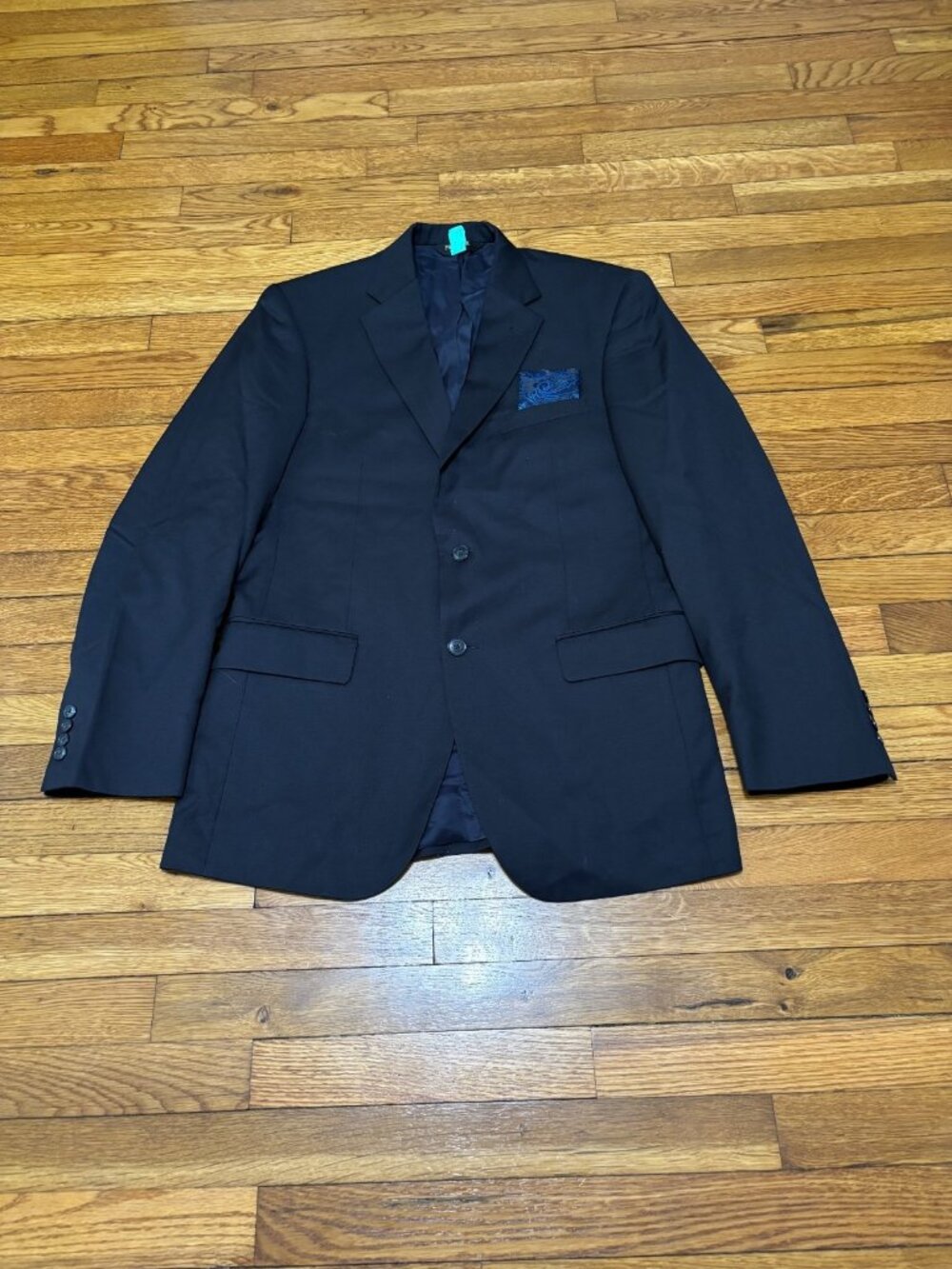 Jos. A. Bank Mens Blazer 100% Wool 2 Button Jacket Sport Coat 38L Black Solid